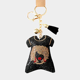 Bling Girl Accented T-Shirts Tassel Keychain