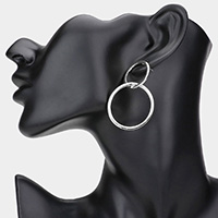 Double Open Metal Circle Link Dangle Earrings
