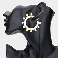 Pearl Trimmed Enamel Hoop Earrings