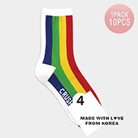 10Pairs - Rainbow Color Block Socks