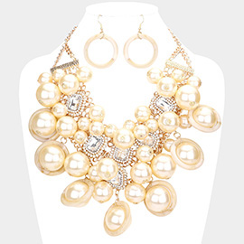 Pearl Cluster Statement Necklace