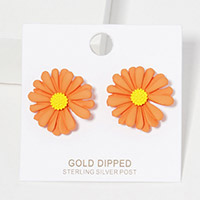 Gold Dipped Bloom Flower Stud Earrings