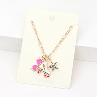 Enamel Metal Sunglasses Skate Star Pendant Necklace