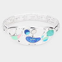 Glittered Dolphin Accented Stretch Bracelet