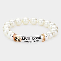 LIVE LOVE RESCUE Message Pearl Stretch Bracelet