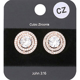 CZ Round Accented Stud Evening Earrings