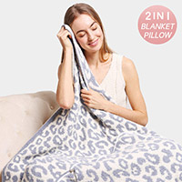 2 IN 1 Reversible Leopard Patterned Blanket / Pillow