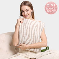 2 IN 1 Reversible Zebra Patterned Blanket / Pillow