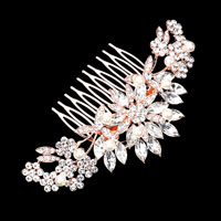 Pearl Pointed Flower Leaf Hair Comb