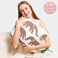 2 IN 1 Reversible Elephant Patterned Blanket / Pillow