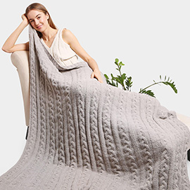 Braided Cable Knit Throw Blanket