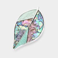 Abalone Colored Metal Leaf Magnetic Brooch