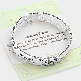 Serenity Prayer Cross Praying Hands Detailed Metal Stretch Bracelet