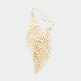 Filigree Brass Metal Marquise Dangle Earrings