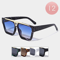 12PCS - Gold Detailed Angled Frame Wayfarer Sunglasses