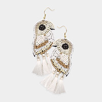 Multi Bead Sequin Parrot Tassel Earrings