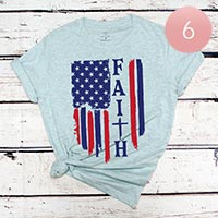 6PCS - Assorted Size America USA Flag FAITH Graphic T-shirts