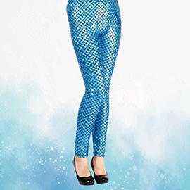 Metallic Mermaid Fish Scales Leggings