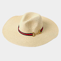 Color Block Band Straw Panama Sun Hat