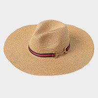 Color Block Band Straw Panama Sun Hat