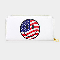 American USA Flag In Smile Face Wallet