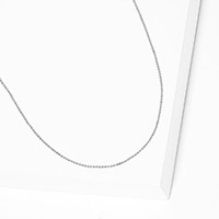White Gold Dipped Skinny Bubble Chain Metal Necklace