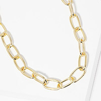 Gold Dipped Open Metal Oval Link Necklace