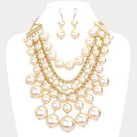 Pearl Cluster Statement Necklace