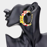 Flower Beads Hoop Earrings