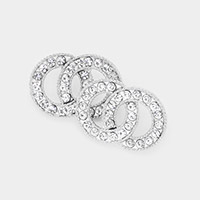 Stone Embellished Double Open Circle Link Evening Earrings