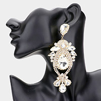 Oversized Glass Crystal Stone Pave Crystal Rhinestone Evening Earrings