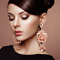 Oversized Glass Crystal Stone Pave Crystal Rhinestone Evening Earrings