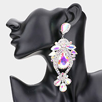 Oversized Glass Crystal Stone Pave Crystal Rhinestone Evening Earrings