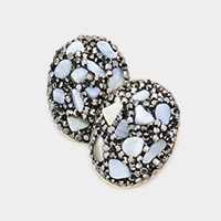 Stone Embellished Oval Earrings