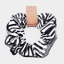 Zebra Bling Faux Leather Scrunchie Hairband