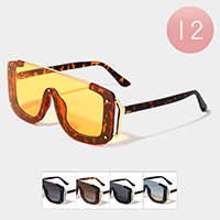 12PCS - Tinted Lens Retro Aviator Sunglasses