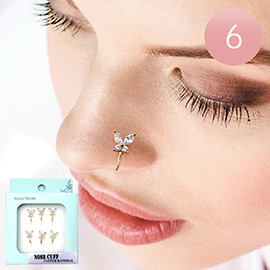 6PCS - Stone Embellished Butterfly Nose Cuffs