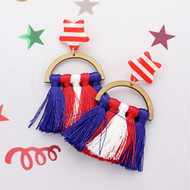 American USA Flag Tassel Earrings