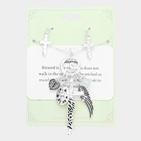 Blessed Message Multi Charm Pendant Necklace