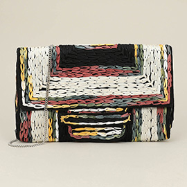 Handcrafted Raffia Geometric Pattern Clutch Bag / Crossbody Bag