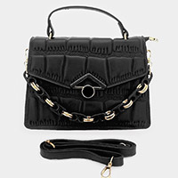 Faux Leather Top Handle Crossbody Bag