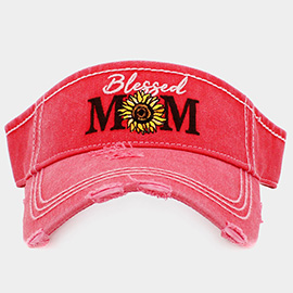 Blessed Mom Sunflower Vintage Visor Hat