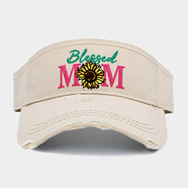 Blessed Mom Sunflower Vintage Visor Hat