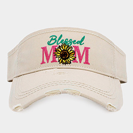 Blessed Mom Sunflower Vintage Visor Hat