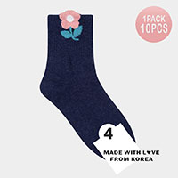 10Pairs - Daisy Flower Accented Socks
