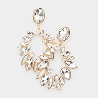 Marquise Stone Cluster Open Oval Evening Earrings
