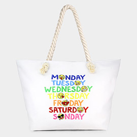 Emoji Days Of The Week Print Beach Tote Bag