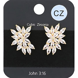 CZ Marquise Stone Embellished Flower Stud Earrings