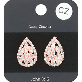 CZ Marquise Stone Embellished Teardrop Stud Earrings