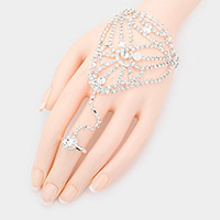 Round Stone Accented Hand Chain Evening Bracelet